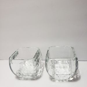 Set Of 2 PARTYLITE Beehive Honeycomb Faceted Crystal Candle Holders